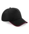 BB25C B25C Beechfield Authentic Piped 5 Panel Cap Black / Classic Red colour image